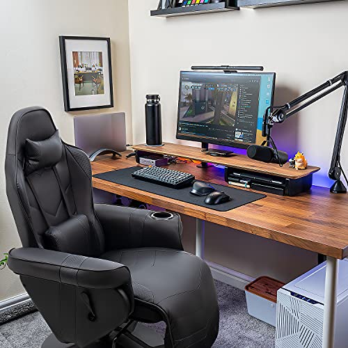 Homall Gaming Recliner Chair Racing Style PU Leather Gaming Chair Ergonomic Adjusted Reclining Office Desk Chair Home Theater Single Sofa Chair with Footrest Headrest and Lumbar Support (White)
