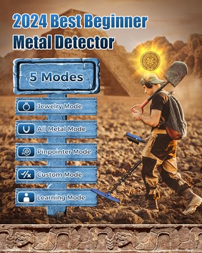 Metal Detector for Adults (German Patent 2024) - Professional Gold and Silver Detector with LCD Display, High Accuracy Waterproof Pinpoint 5 Modes, 10" Coil Lightweight Metales Detectors