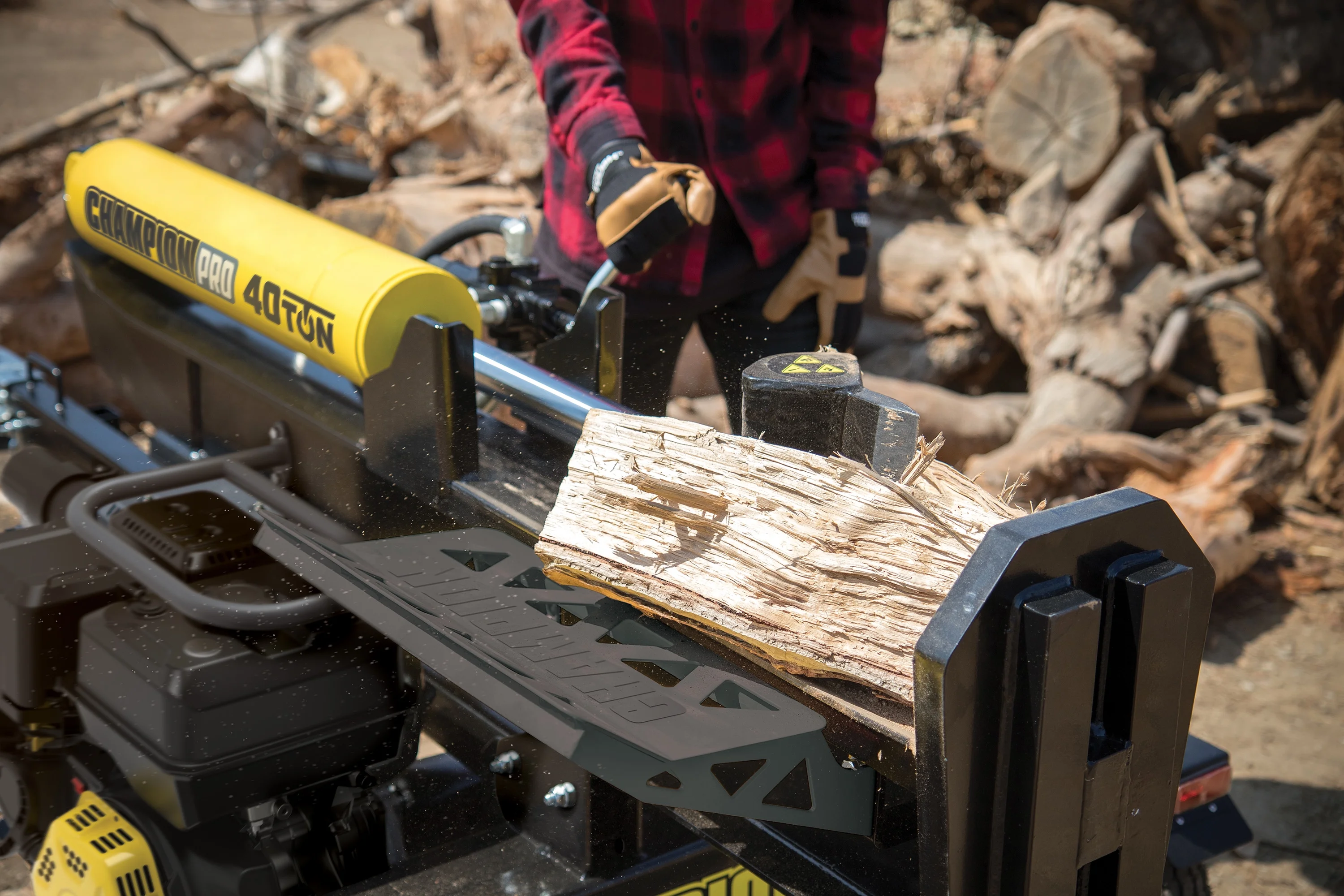 Champion Power Equipment PRO 40-Ton Horizontal/Vertical Full Beam Gas Log Splitter with Auto Return