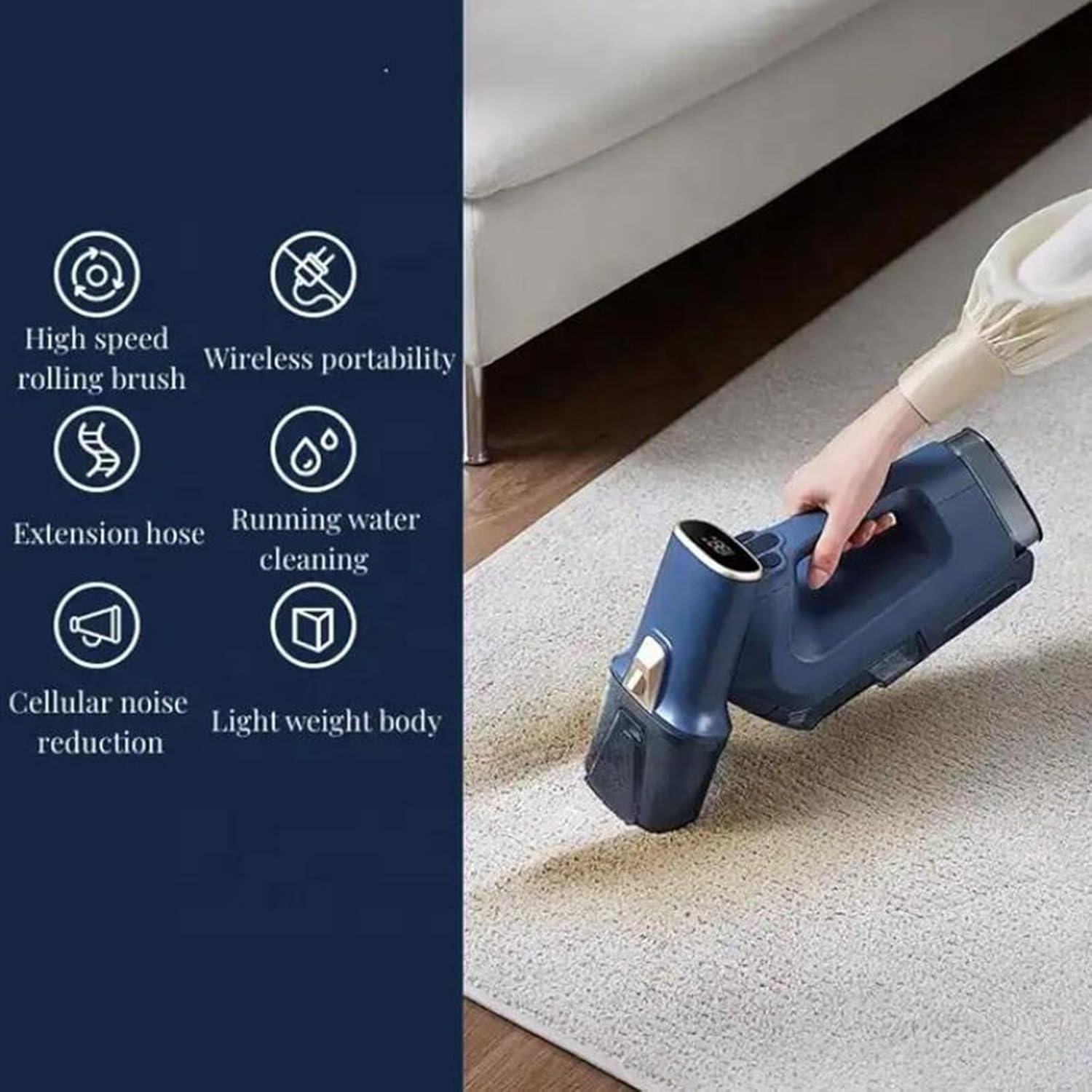 Handheld Carpet Cleaner Machine, Rechargeable Rug Couch Deep Cleaning Equipment with Smart Touch Panel, for Furniture Couch Mattress Car Seat