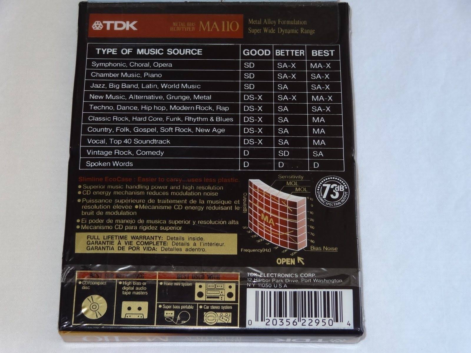 X2 TDK Ma 110 Blank Audio Cassette Tapes New Sealed Type IV Metal Bias Japan