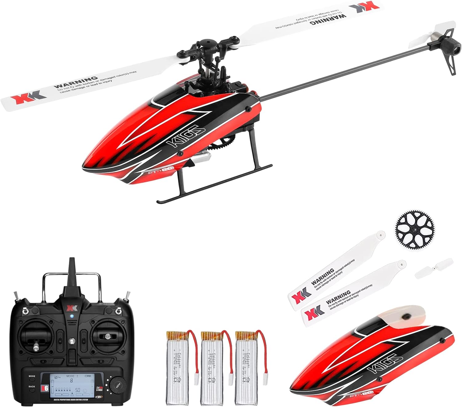CKYSCHN Remote Control Helicopter, WLtoys K110S RC Helicopters with 3D/6G Mode Gyro for Adults, 6 Channel RC Aircraft with Brushless Motor, Mini Helicopter with 3 Batteries