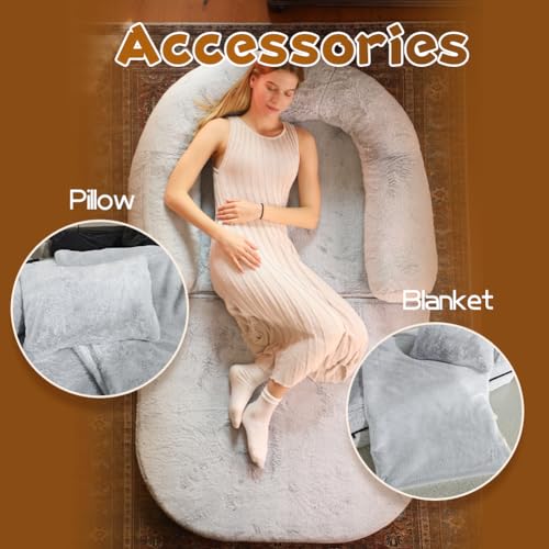 UVIPC Human Dog Bed Foldable Dog Bed for People，Giant Human Dog Foldable Bed for Adult ，Human Size Dog Bed with Soft Blanket Pillow