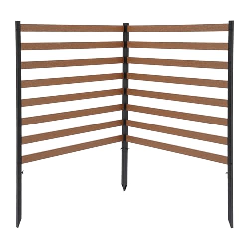 Air Conditioner Fence 2 Panels 39"W x 51"H Privacy Screens Fence Panel for Outdoor Units Pool Equipment Trash Can Enclosure for Outside (Brown)