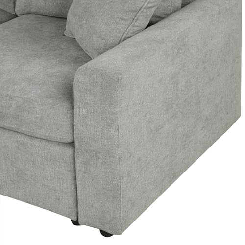 U Shaped Convertible Sectional Sofa Pull Out Bed with Left Hand Chaise , Deep Seat Reversible Sleeper Corner Couch with Stoage and Detachable Backrest, Corduroy Upholstered Sofabed for Living Room
