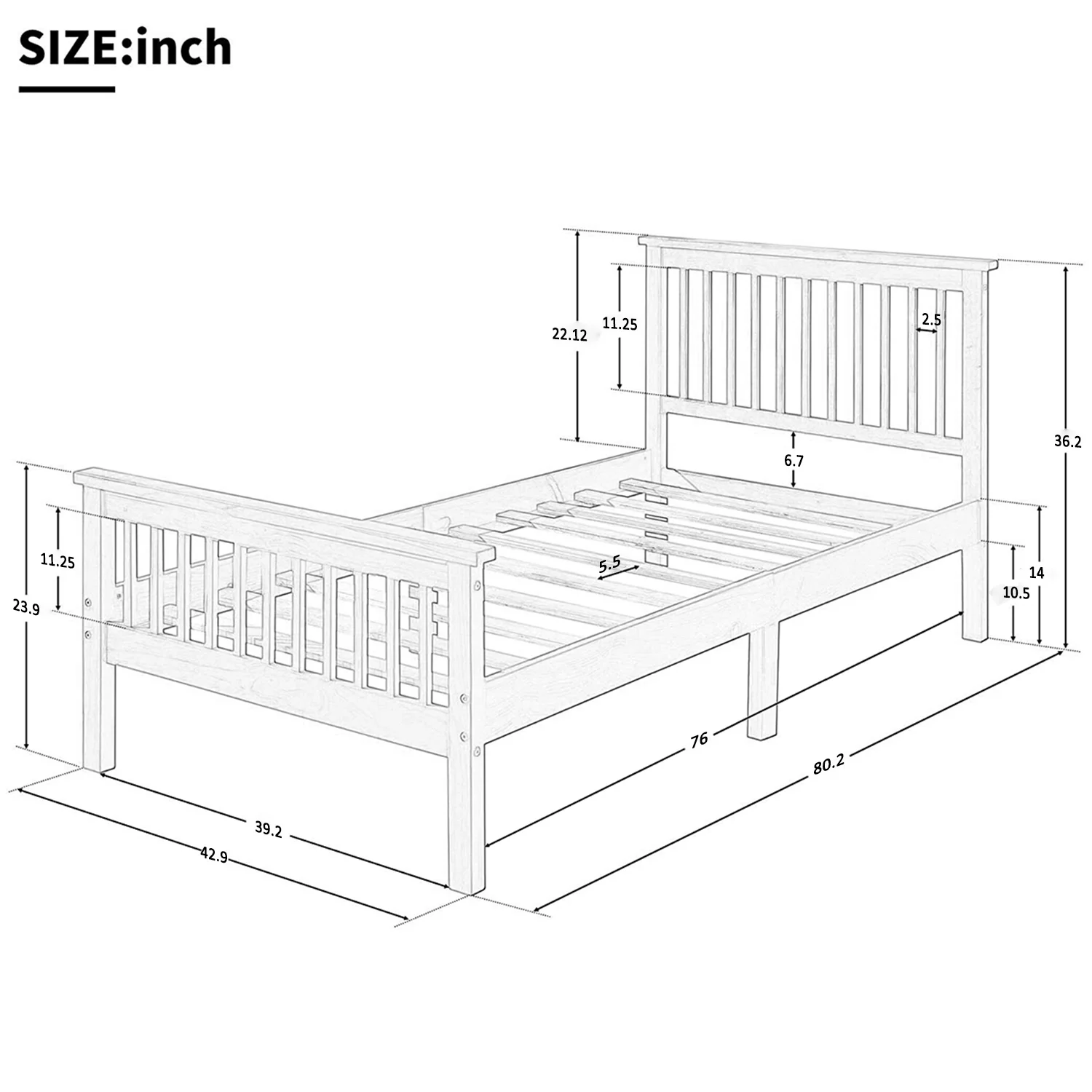 Wood Twin Bed Frame with Headboard/Footboard/Wood Slat Support/No Box Spring Needed Platform Bed Frame Mattress Foundation for Kids, Teens, Twin