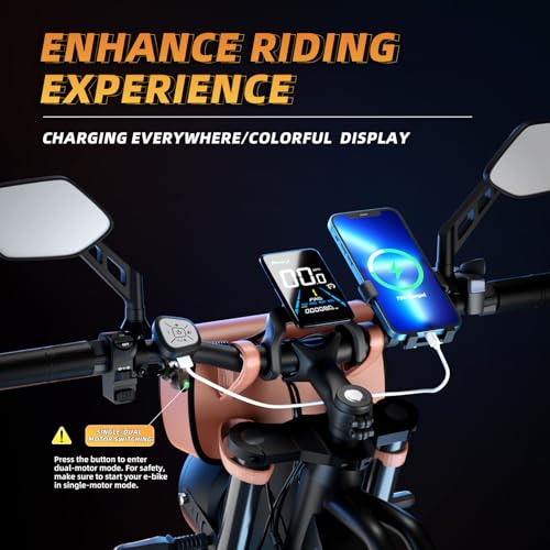 Electric Bike,2000W Dual Brushless Motor, 48V/22.4Ah Removeable Battery Ebike,Front/Rear Turn Signal,Rearview Mirror and 7 Gear Electric Bicycle