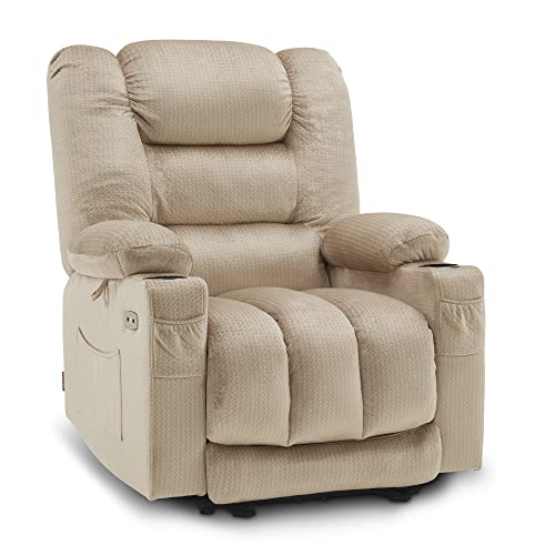 MCombo Large Electric Power Recliner Chair with Heat and Massage, USB Ports, Cup Holders, Electric Reclining Chair for Living Room PR670 (Dark Brown Large 25.5" Seat Width)