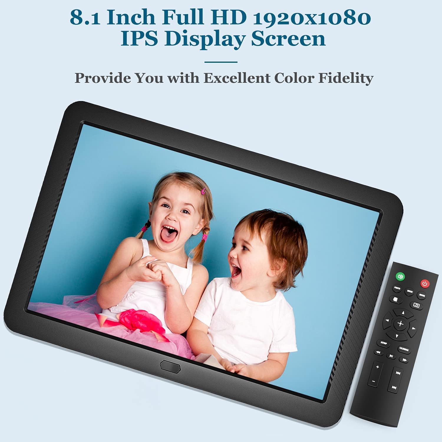Digital Photo Frame with 8.1 Inch 1920x1080 FHD IPS Screen - Hauyince Digital Picture Frames with Remote Control, Slideshow, Picture Preview, Adjustable Brightness, Calendar, Using SD Card & USB Drive