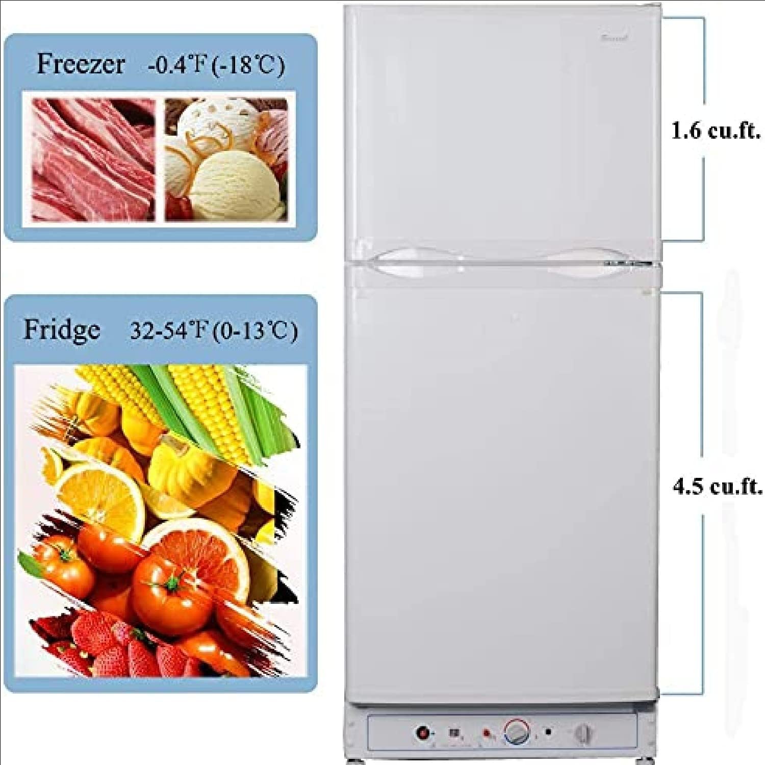 Smad Propane Refrigerator with Freezer Electric LPG 2 way Refrigerator No Noise Large Capacity 6.1 cu.ft, White