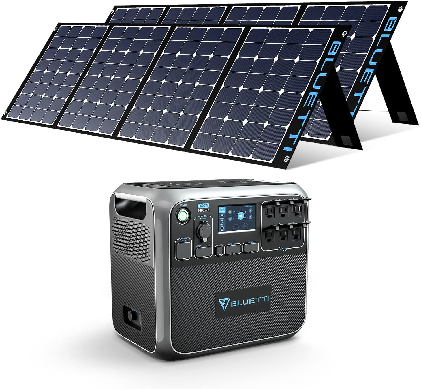 BLUETTI Solar Generator, AC200P Portable Power Station 2000Wh/2000W (Peak 4800W ) with SP350 350W Solar Panel Included, LiFePo4 Battery Pack for Outdoor Camping RV High-Power Appliances Off-grid Emergency