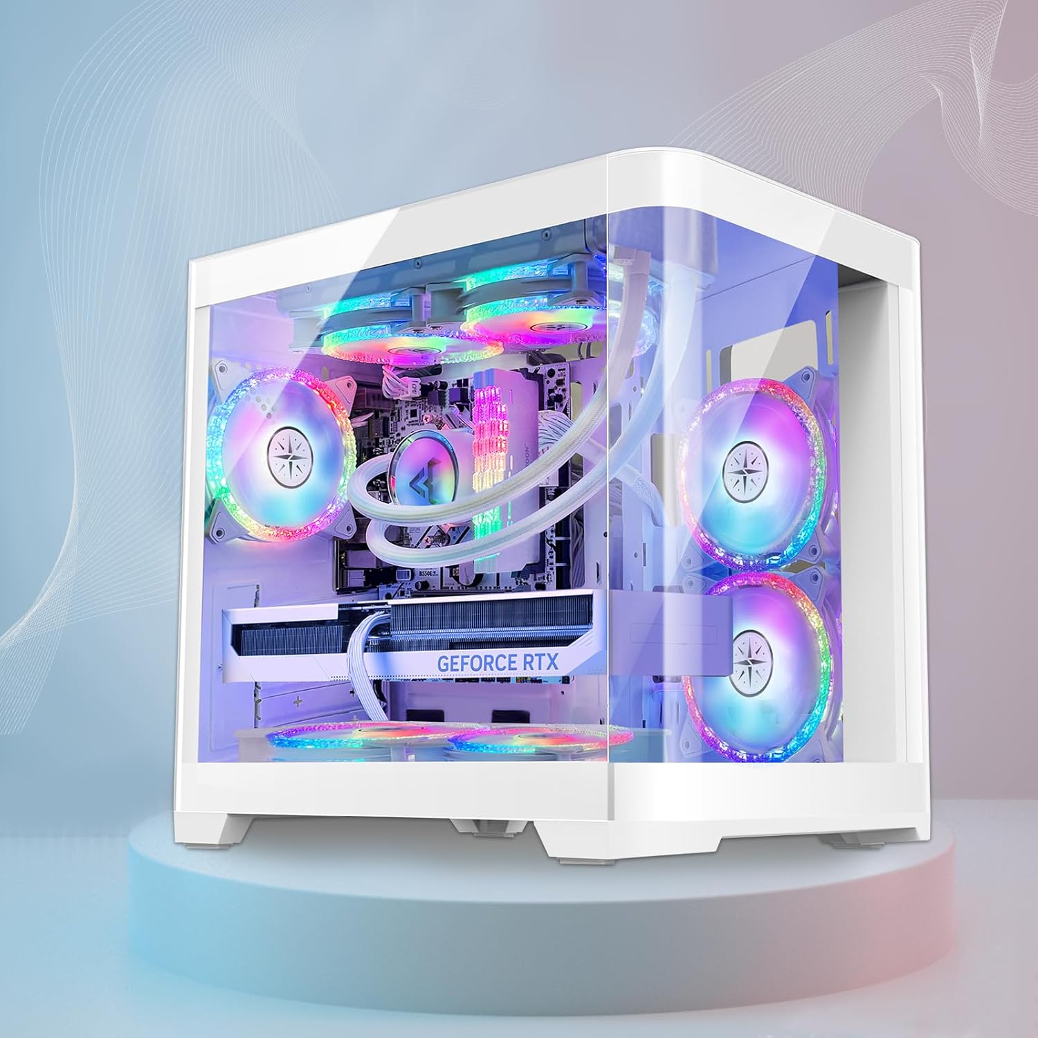Poseidon White Gaming PC Desktop - AMD Ryzen 7 5700X 8-Core 3.4GHz - GeForce RTX 4060-1TB M.2 +1TB SATA SSD - 32GB DDR4 3200MHz - 240mm AIO CPU Liquid Cooler - Windows 11 Pro Computer