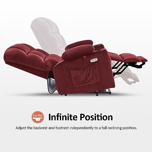 MCombo Large Dual Motor Power Lift Recliner Chair for Elderly, Massage and Heat, Lay Flat, Zero Gravity, Home Button, USB Port, Fabric 7680 (Large, Beige)