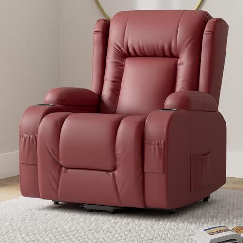 Best Choice Products PU Leather Electric Power Lift Chair, Recliner Massage Chair, Adjustable Furniture for Back, Legs w/ 3 Positions, USB Port, Heat, Cupholders, Easy-to-Reach Side Button - Brown