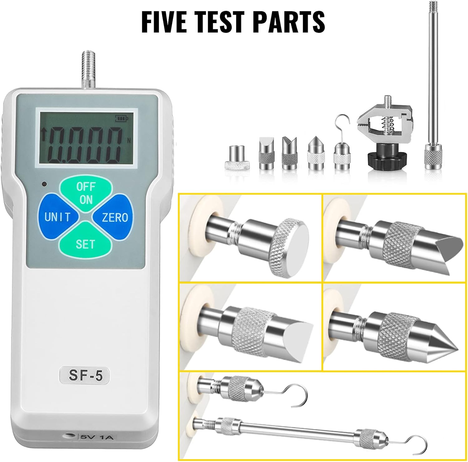 VEVOR Digital Force Gauge 500N/50kgf/110lbf Push Pull Force Gauge w/LCD Backlight Display Pull Force Tester Peak/Track Mode Digital Thrust Meter Data Storage for Compression Load Plug Force Test