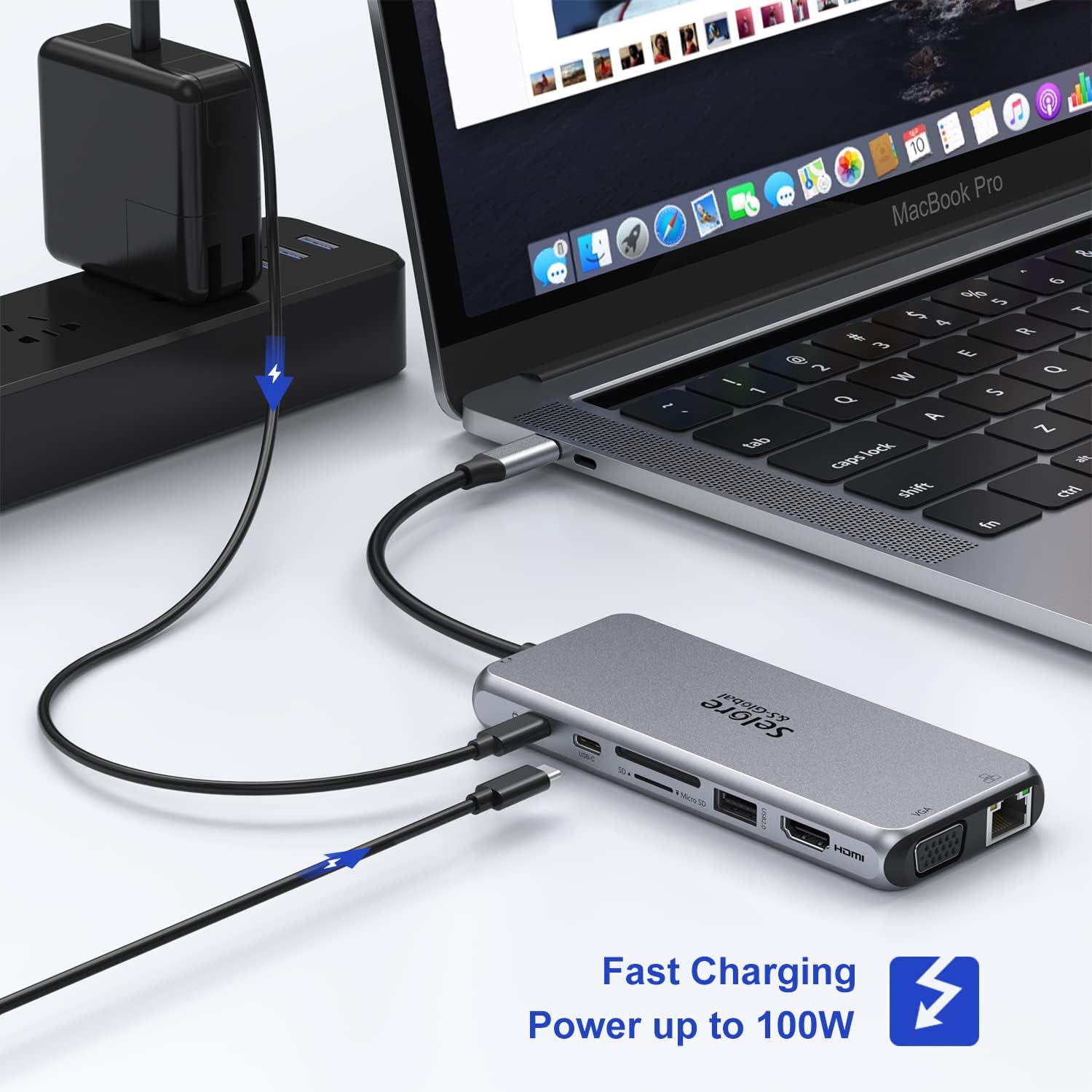 USB C Docking Station, 14 in 1 Laptop Docking Station Dual Monitor Type-C Data Dongle USB C to Dual HDMI 4K, VGA, Ethernet, 100W PD, 3*USB 3.0 & 3*USB 2.0, SD/TF Card, 3.5mm Audio for MacBook Laptop