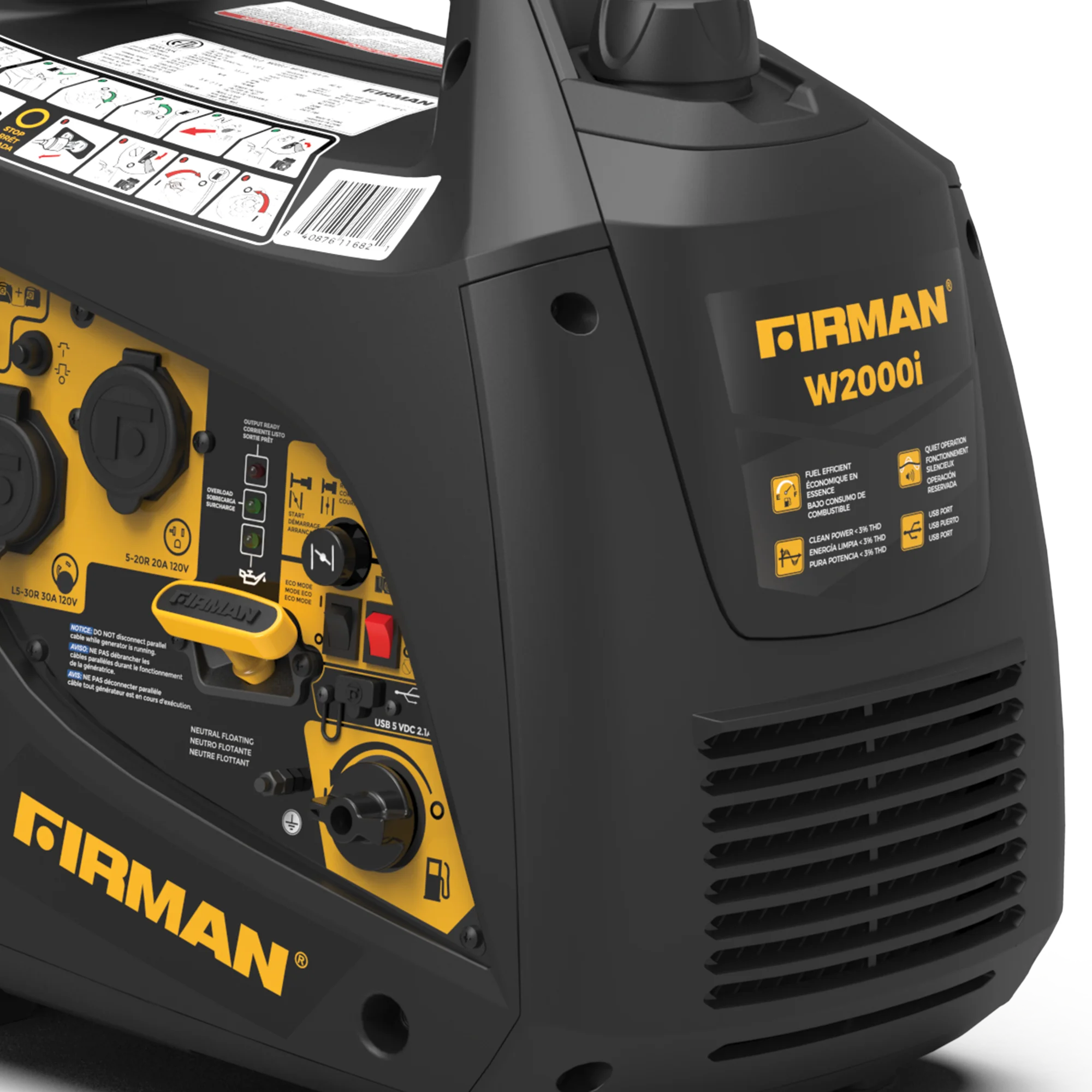 FIRMAN W01682 1600/2000 Watt Peak Gasoline Powered Inverter Generator