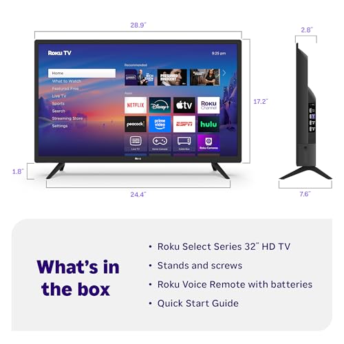 Roku Smart TV 2025 – 40-Inch Select Series, 1080p Full HD TV – RokuTV with Voice Remote – Flat Screen LED Television with Wi-Fi for Streaming Live Local News, Sports, Family Entertainment