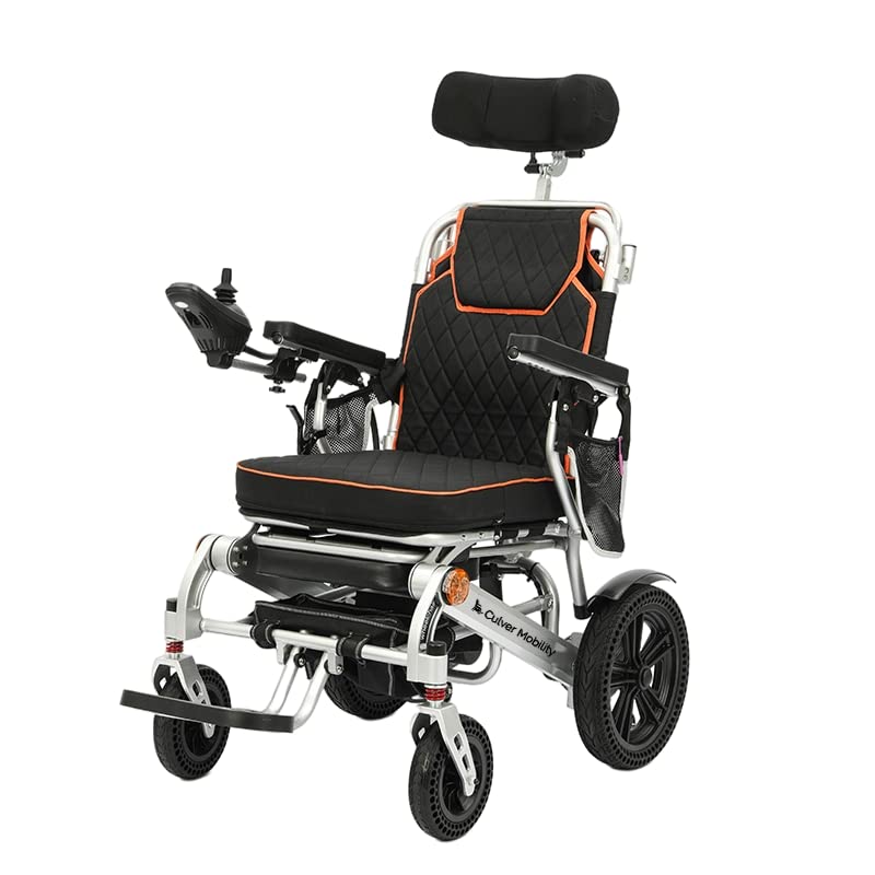 Culver Mobility Shawk Electric Wheelchair for Adults, All Terrain Lightweight Foldable Wheelchairs,Power Motorized Electric Wheel Chair, Comfortable Remote Control Mobility Aid (Gray)