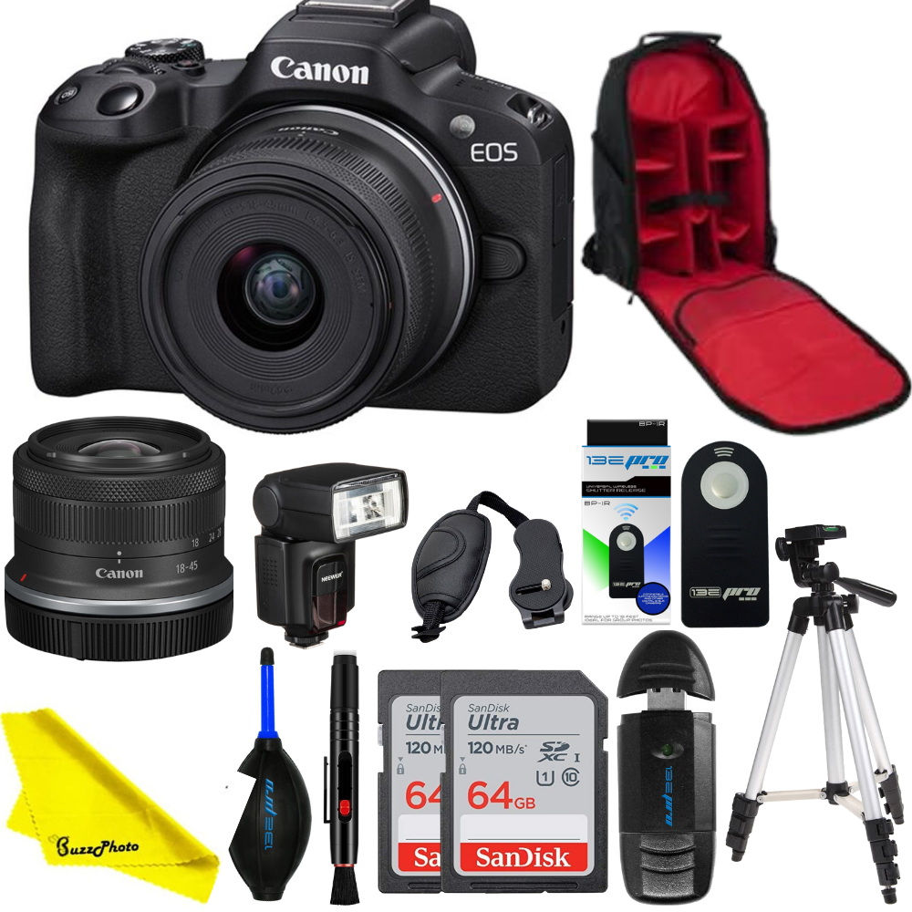 Canon EOS R50 with 18-45mm F4.5-6.3 IS STM Lens - BuzzPhoto Pro Bundle