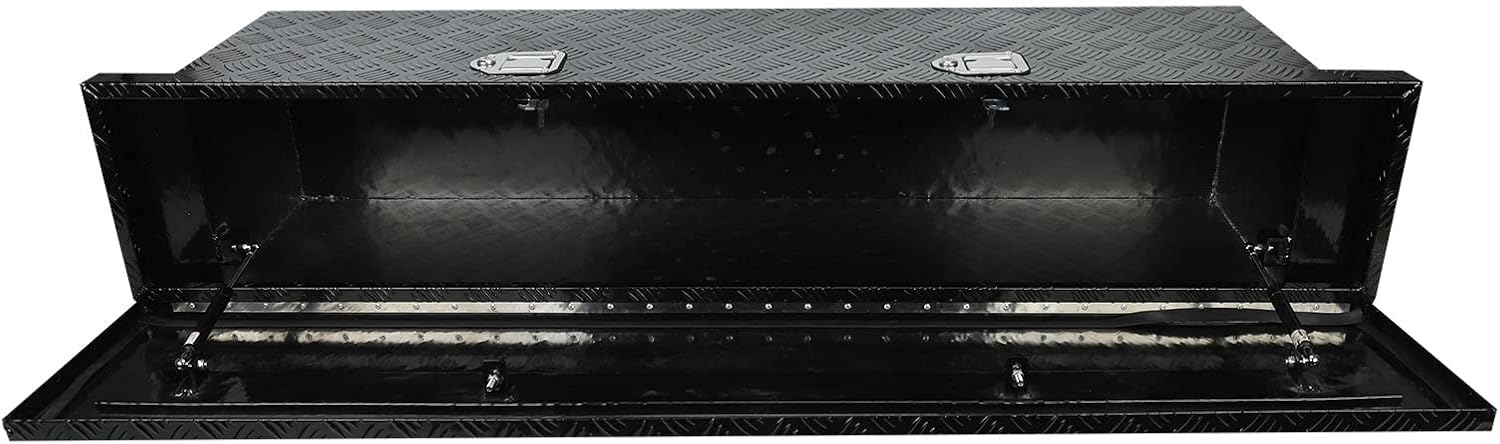 18X17X17.75 Black Aluminum 5 Bar Tread Tool Box Truck Car Outdoor Trailer Pickup Underbody Toolbox,RV Storage Organizer，Underbed Tools Organizer W/Lock Latch w/Keys