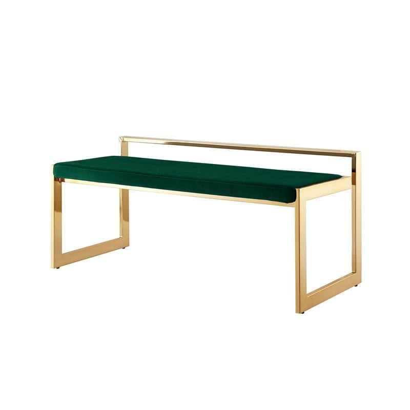 Posh Living Camilo Velvet Bench Green/Gold