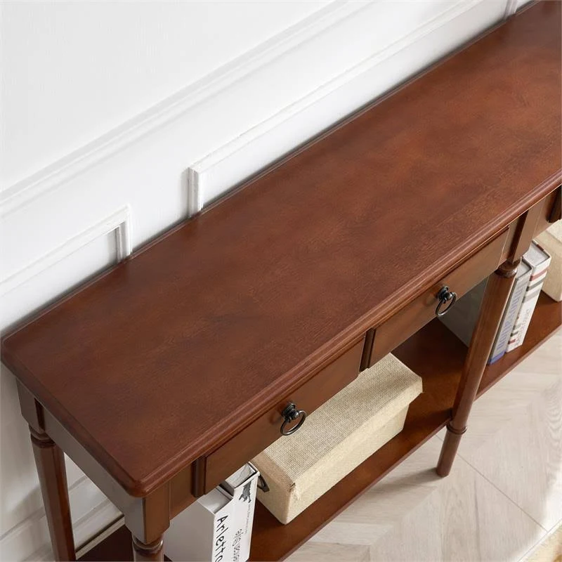 Leick Home Coastal Double Hall Console Table in Pecan