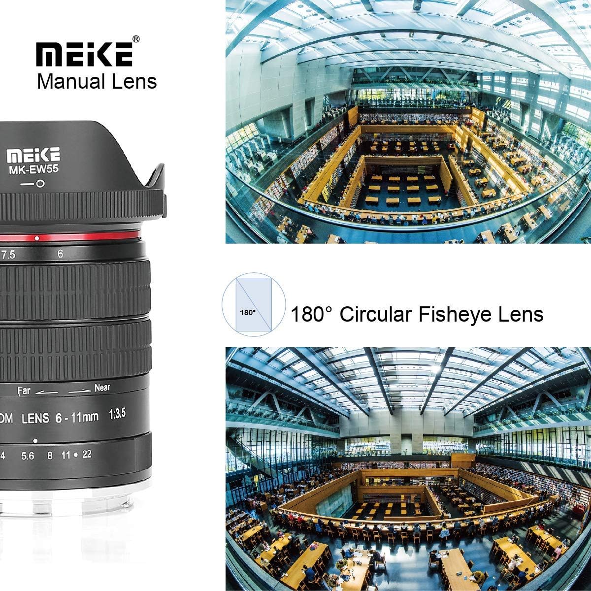 MEKE 6-11mm F/3.5 Wide Angle APS-C Manual Focus Zoom Lens Compatible with EF Mount DSLR Cameras