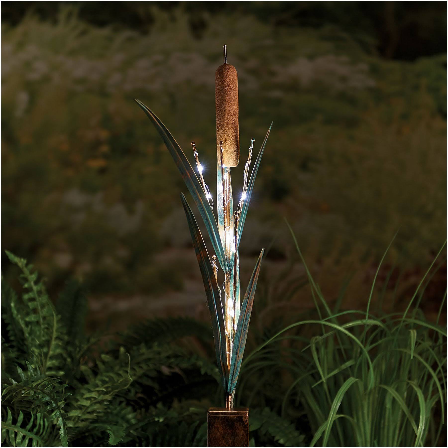 grasslands Road LED-Lighted Cattail Garden Stake - Outdoor Garden Lighting, 43x22 Tall