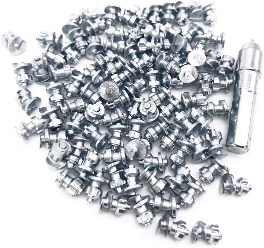 Screw in Tire Stud,Marrkey Steel Body Carbide Tips [Security Anti-Skid] Spikes Tire/Tyre for Bicycle/Shoes/Boots with Installation Key - Pack of 100