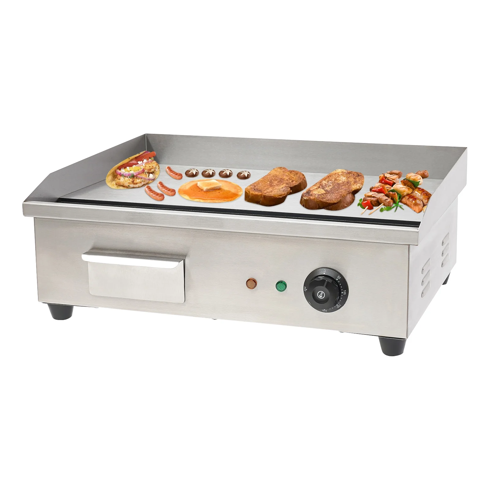 3000w Electric Countertop Griddle Flat For Restaurant Grill BBQ Thermostat 22"