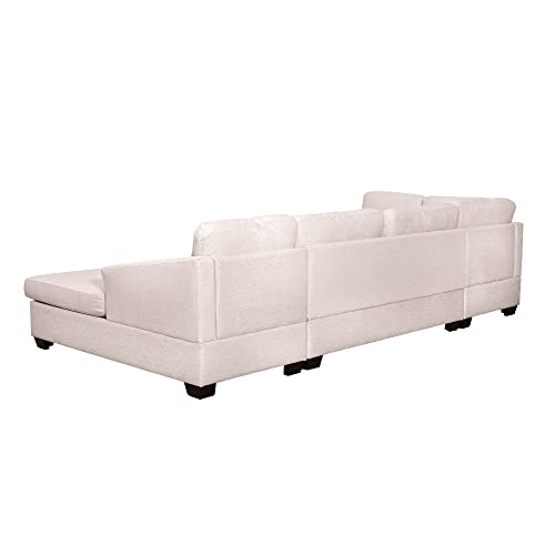 Modern Large U-Shape Sectional Sofa, Double Extra Wide Chaise Lounge Couch, Beige Sofas & Couches for Living Room