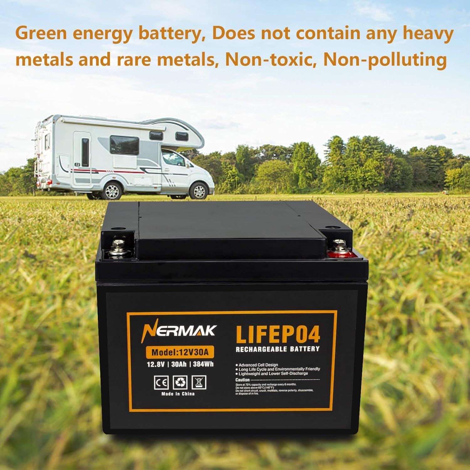 Nermak 2 Pack 12V 12Ah LiFePO4 Deep Cycle Battery, 2000+ Cycles Lithium Iron Phosphate Rechargeable Battery for Solar Power, Lighting, Power Wheels, Fish Finder, Scooters and More, Built-in 12A BMS