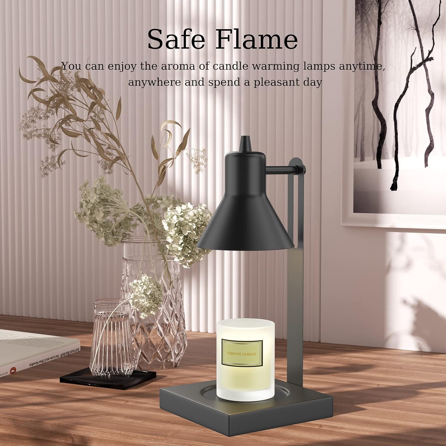 Lomhyve Candle Warmer Lamp, Height & Brightness Adjustable Lamp Candle Warmer with Auto Shut Off time for Yankee Candle Large Jar Candle 3 Wick Candles Scented Candle