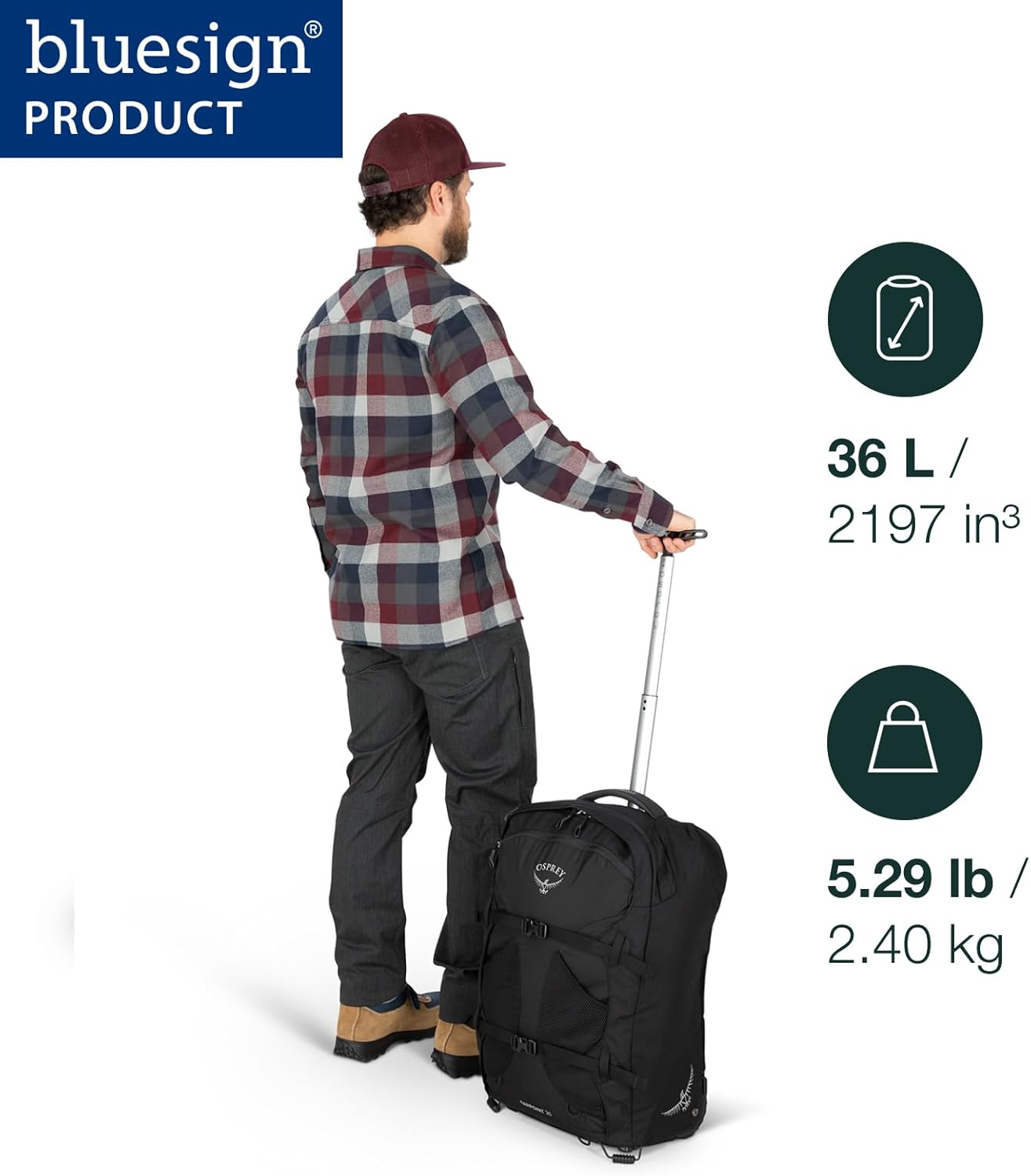 Osprey Farpoint Men's -Wheeled Travel -Pack 65L, Black, One Size