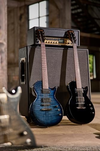 AKLOT Muti-Tone Electric Guitar with Coil-Split: Roasted Maple Neck, Flame Maple Graphic Top, Dual Humbuckers Pickups, Beginner Guitar Kit with Gig Bag, Lesson Book, Strap, Picks, Violet Venom