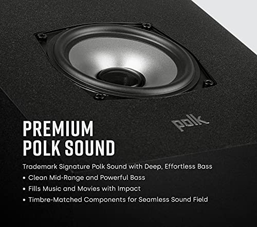 Polk Monitor XT10 Home Subwoofer, 10" Deep Bass Woofer, 100W Class D Amplification, Dolby Atmos, Auro 3D & DTS:X Compatible, Black
