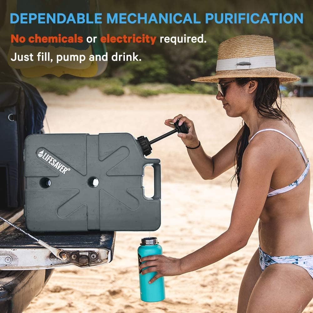 LIFESAVER Jerrycan Water Purifier - Military Spec, Heavy Duty Water Purifier for Overlanding, Camping, Hiking, Emergency Preparedness and Survival Kit (Dark Grey) (PRD0052)