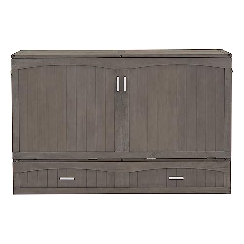 Murphy Bed Chest Queen Size, JULLYFOX Space Saving Platform Bed Queen Size with Storage Drawers Underneath 400 lbs Heavy Duty