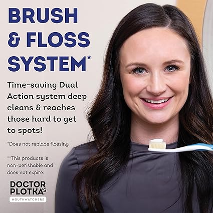 Soft Bristle Flossing Toothbrush Manual Soft Toothbrush for Adults, Ultra Clean Toothbrush, Good for Sensitive Teeth and Gums, Variety 4 Pack, Colors May Vary