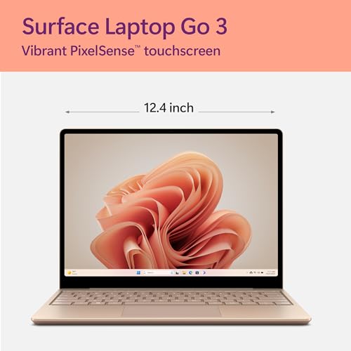 Microsoft Surface Laptop Go 3 (2023) - 12.4" Touchscreen, Thin & Lightweight, Intel Core i5, 8GB RAM, 256GB SSD SSD, with Windows 11, Ice Blue Color Copilot
