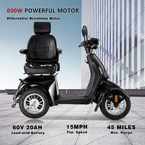 Mobility Scooters for Seniors & Adults Heavy Duty 4 Wheel Electric Powered Mobility Scooter 330lbs Capacity All Terrain Mobile Scooter Wheelchair Device for Travel w/Long Range Battery Remote Keys