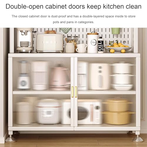 Bakers Rack with Storage Cabinet, 5 Tier Freestanding Tall Storage Sideboard, for Kitchen Hutch, Home, Office, Pantry, Garage