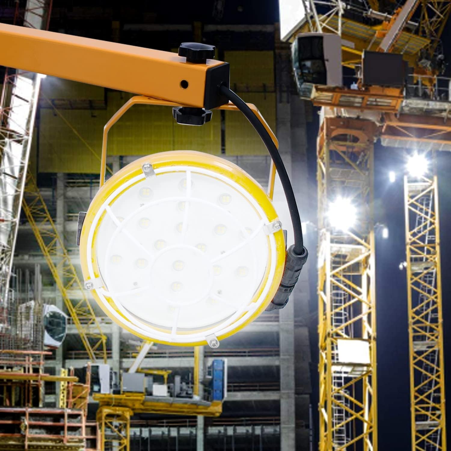 LED Loading Dock Light, Lawind LED Dock Light with Double Swing Arm, Heavy Duty Steel Loading Dock Mounting Arm, 360° Rotatable Construction Lights for Warehouse Work, Docks (50W Light & 40in Arm)