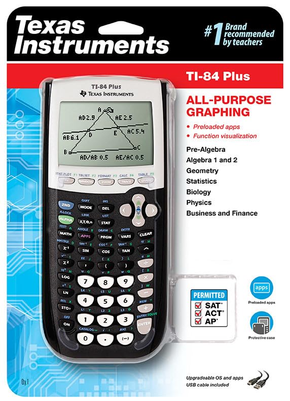 Texas Instruments TI-84 Plus Graphics Calculator, Black 320 x 240 pixels (2.8" diagonal)