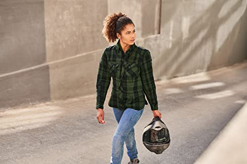 SHIMA RENEGADE LADY 2 Motorcycle Shirt for Women - Armored Plaid Biker Flannel Jacket with FiberQL - Aramid and Cooling layer