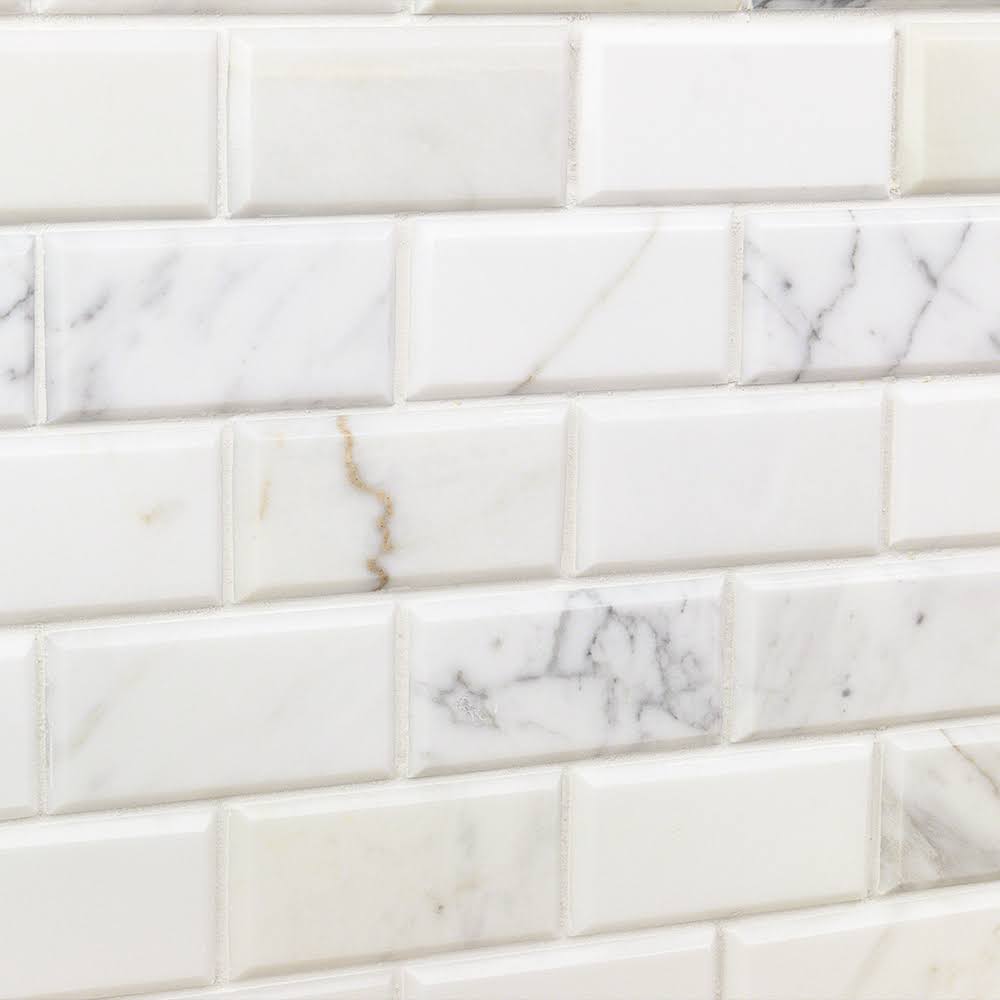 2x22 x 4x22 Beveled Marble Mosaic Tile White/Gray Ivy Hill Tile