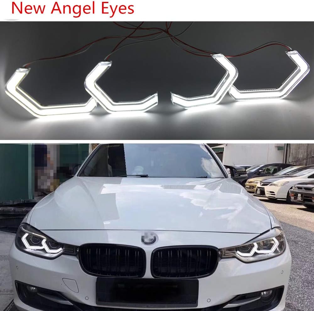 New Angel Eyes light M4 STYLE for bmw Headlight Angel Eyes Retrofit 2/3/4/5 Series CRYSTAL ICONIC STYLE LED angel eye (White Only)