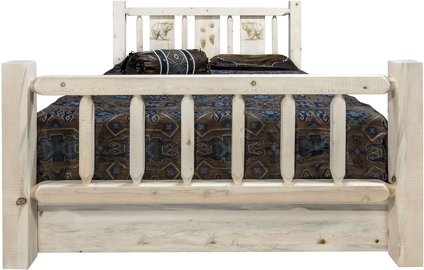 Montana Log Collection Wood Homestead Queen Storage Bed MWHCSBQLZWOLF