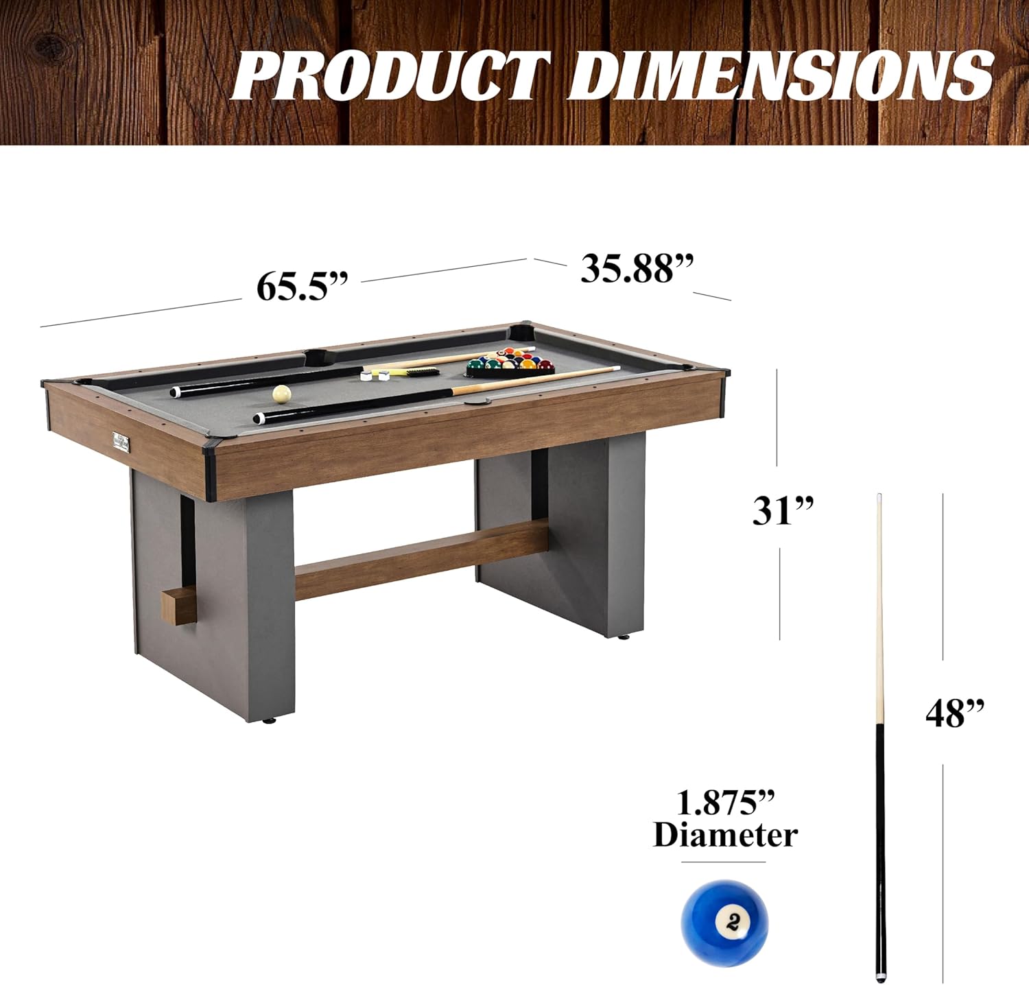 Barrington Billiards 5.5' Urban Drop Pocket Table with Pool Ball and Cue Stick Set, Perfect for Game Rooms